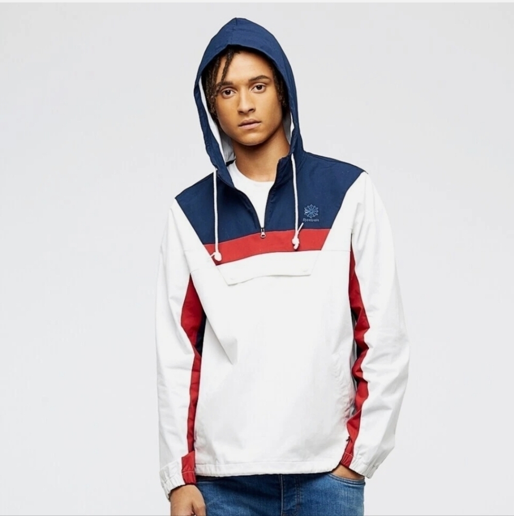 Reebok Men's White, Red, and Blue Rain Jacket_ Large